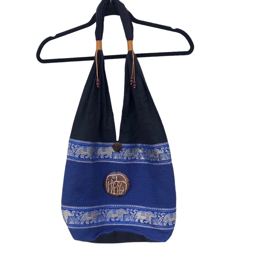 Boho elephant embroidered Indian bag purse